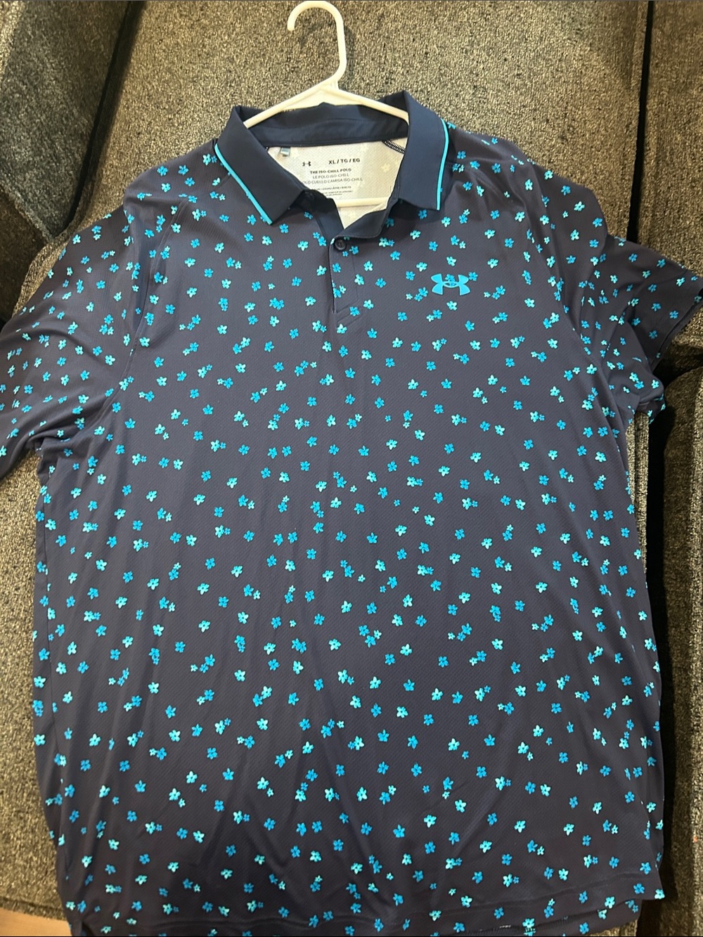 Under Armour Men’s Navy Polo with Teal Micro Print